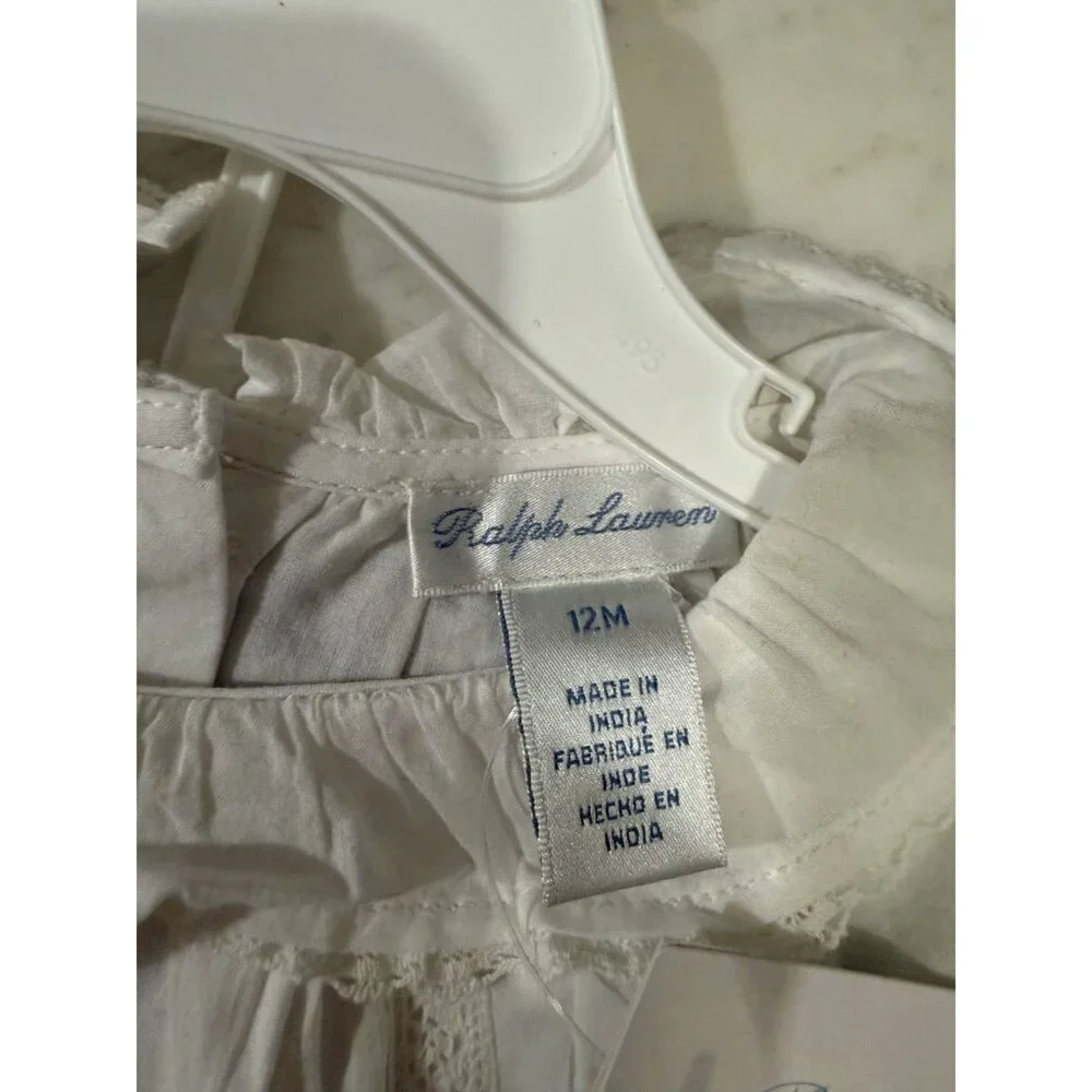 NWT Polo Ralph Lauren Baby Lace Trim Top Plaid Leggings Set Size 12M $75 [jb] - Picture 6 of 8